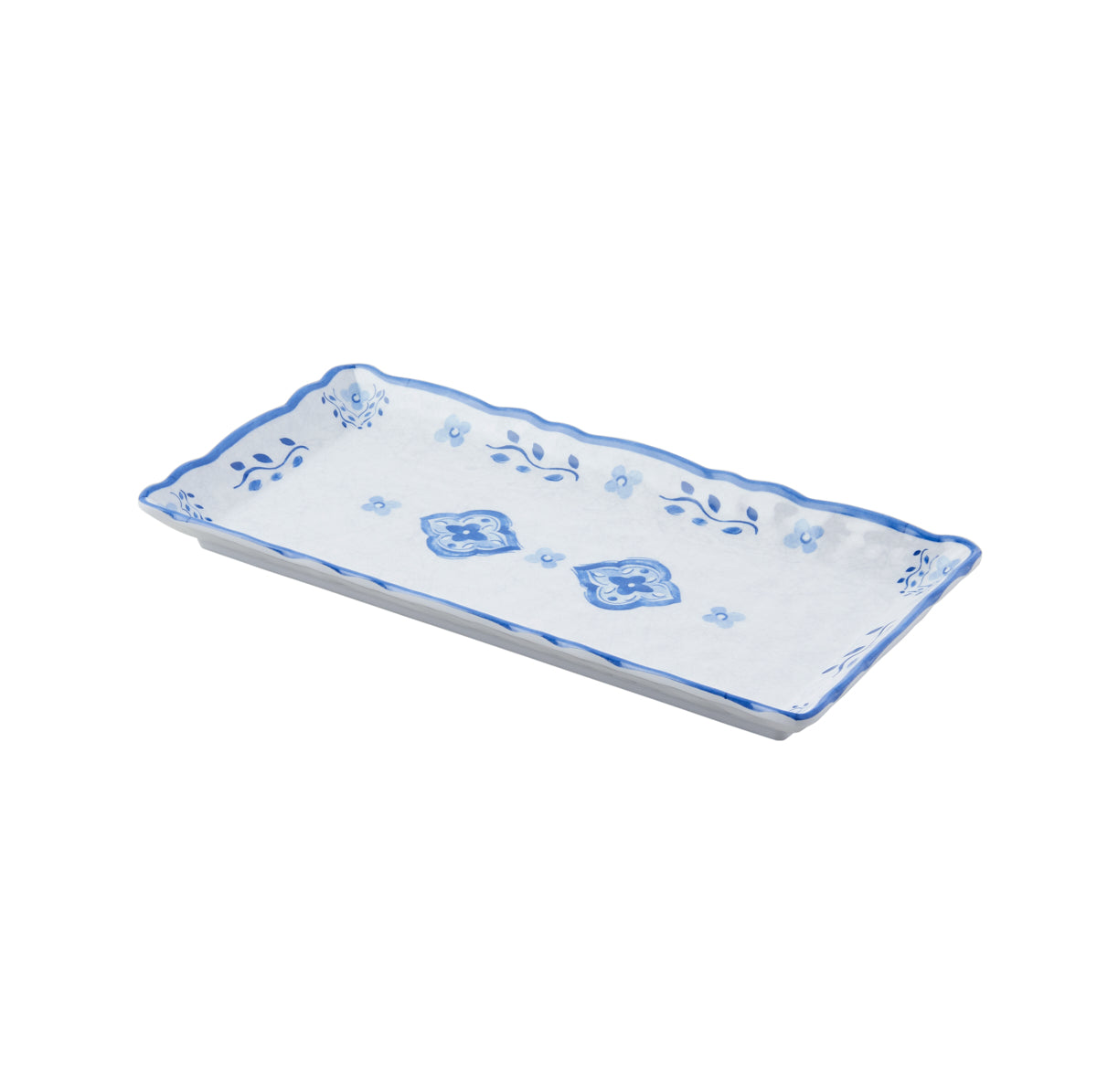 Nina Campbell Melamine Biscuit Tray Moroccan Blue against a white background