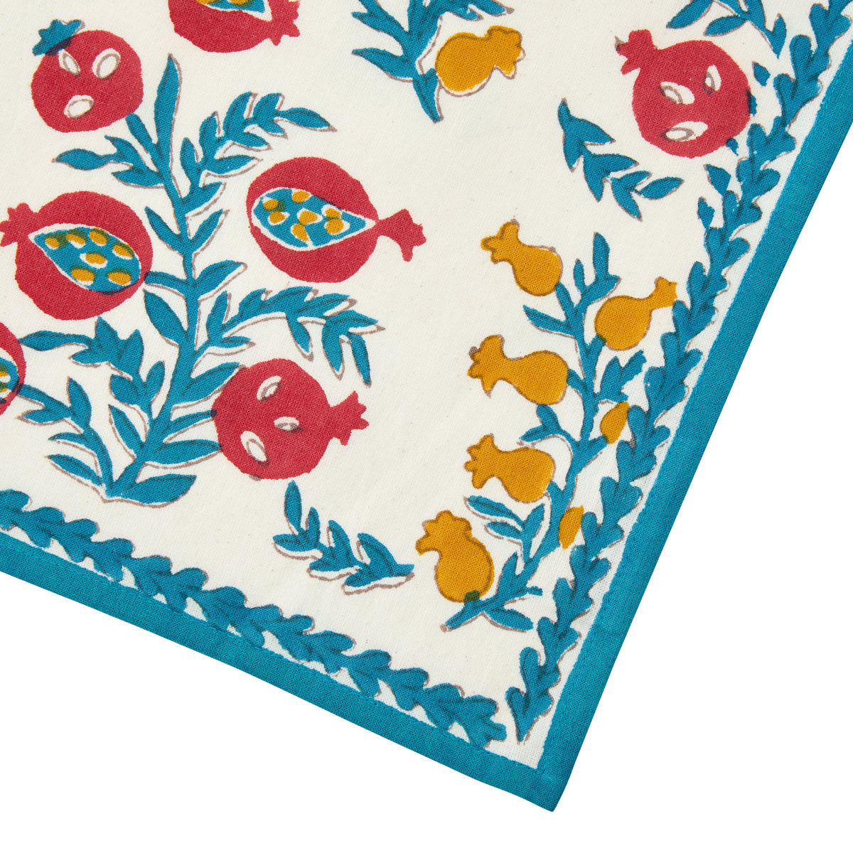 Napkin Pom Bells Brick & Teal