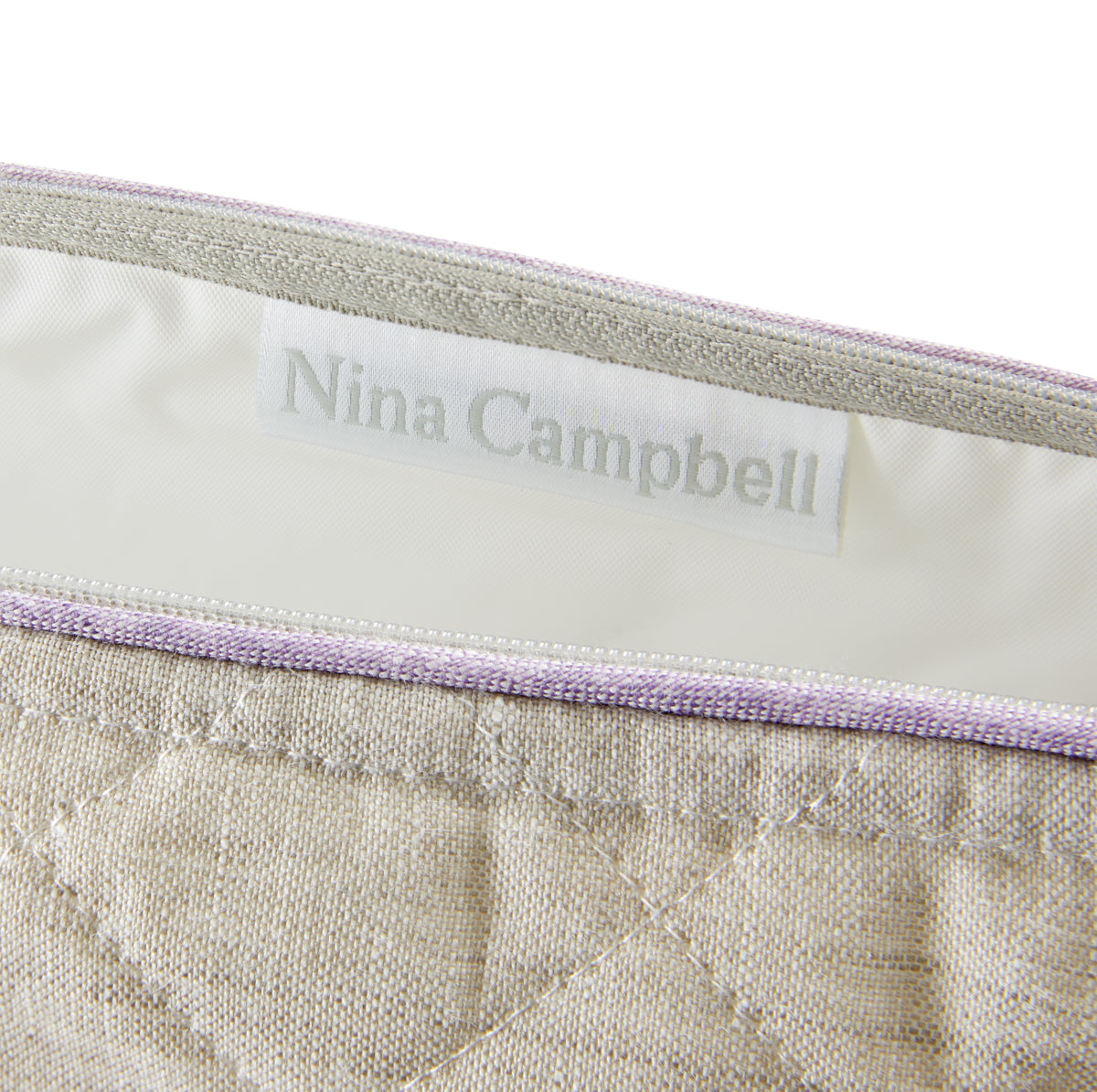 Nina Campbell Wash Bag Grey/Amethyst close up