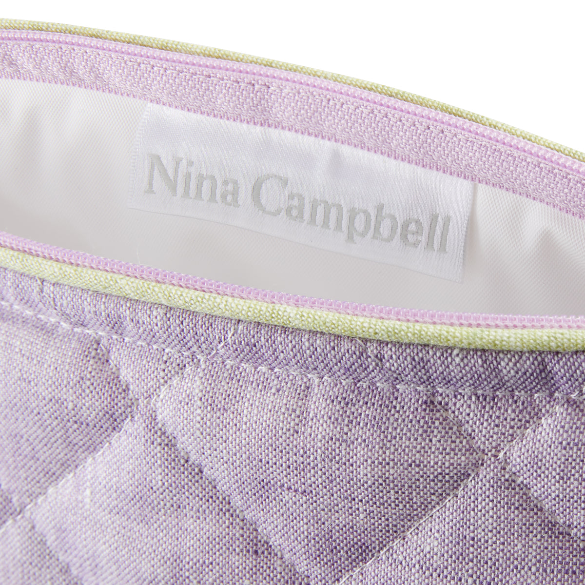 Nina Campbell Make-up Bag Amethyst/Peridot close up