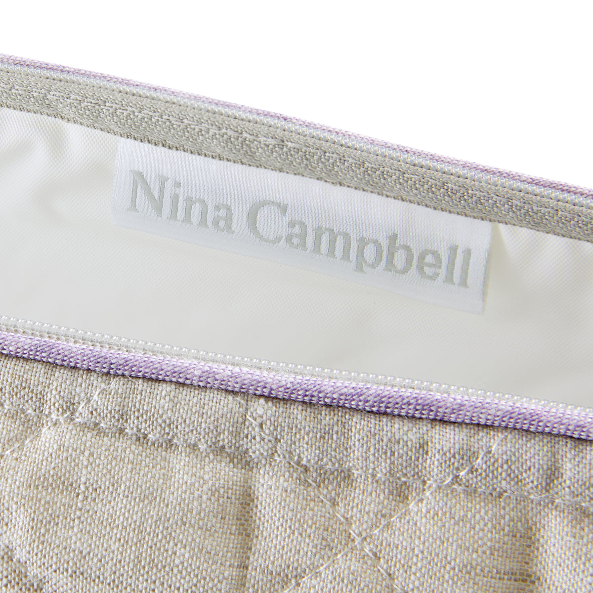 Nina Campbell Make-up Bag Grey/Amethyst close up