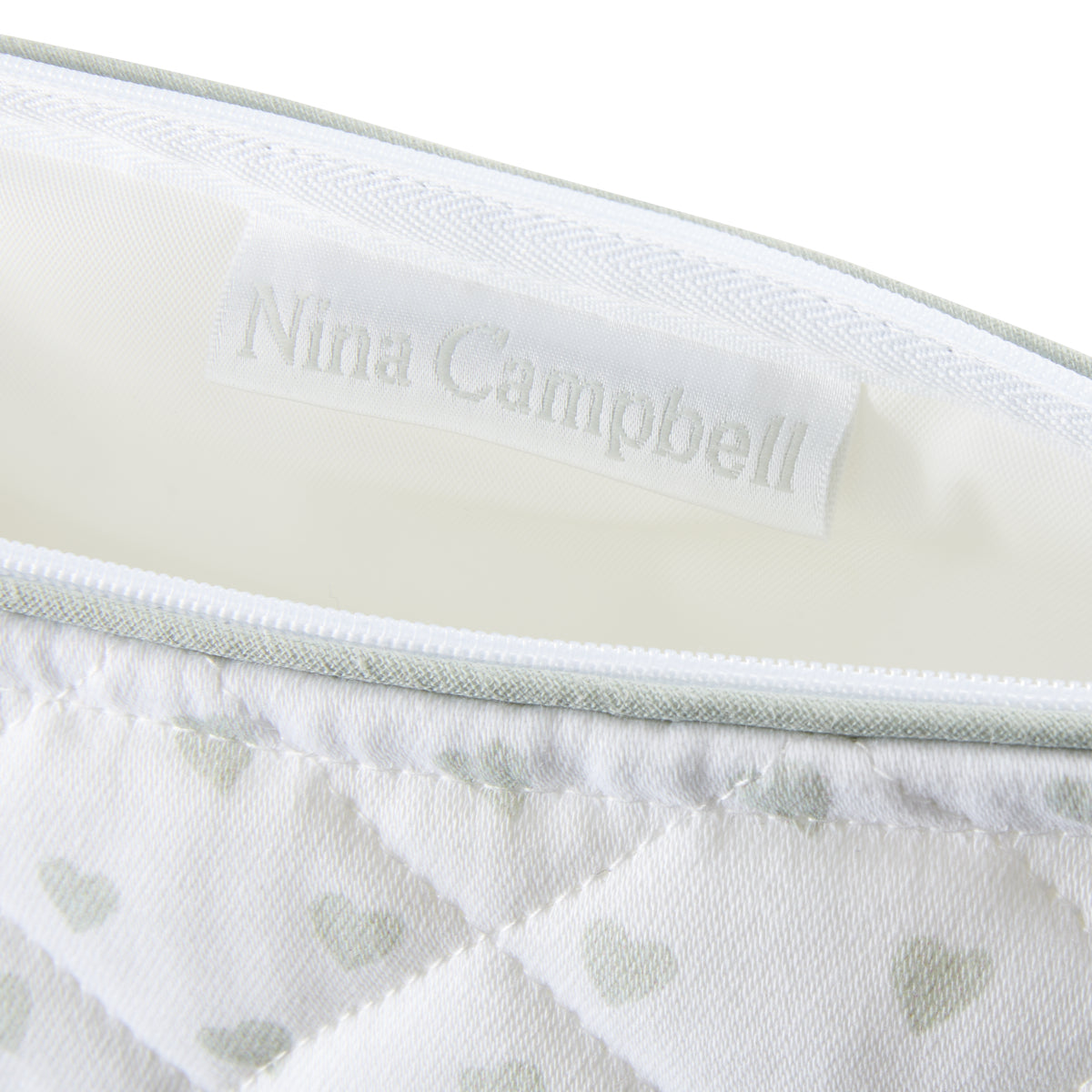 Nina Campbell Make-up Bag Heart Grey close up