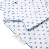 Nina Campbell Hot Water Bottle Cover Blue Heart close up shot