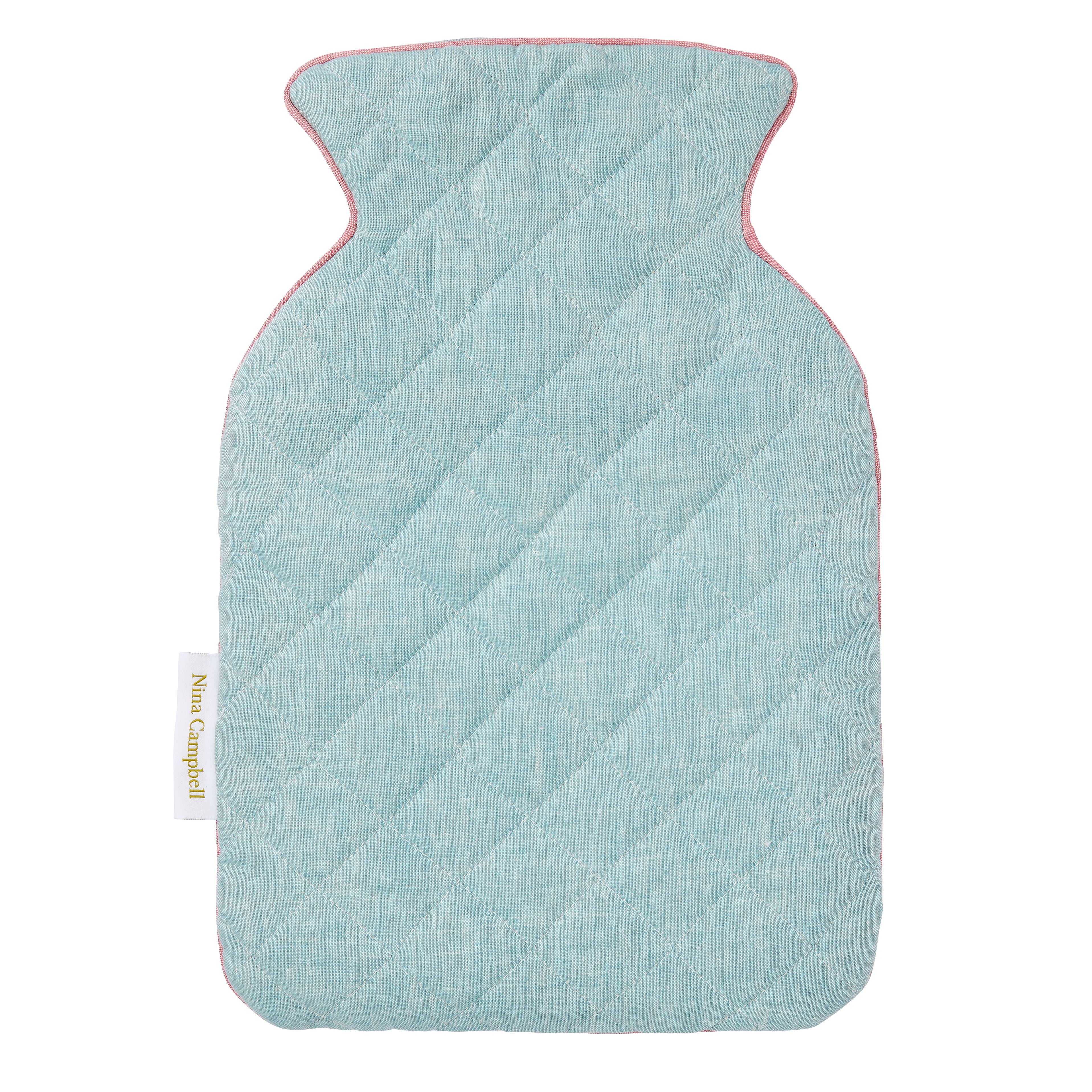 Nina Campbell Hot Water Bottle Cover Aqua/Pink against a white background