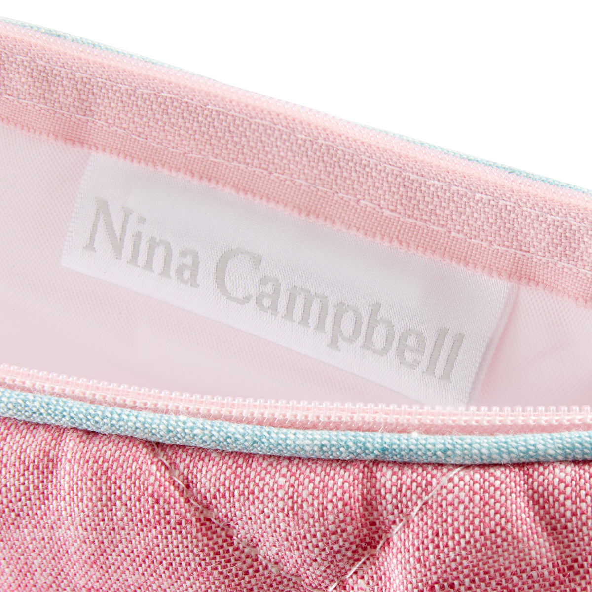 Nina Campbell Brush Bag Pink/Aqua close up