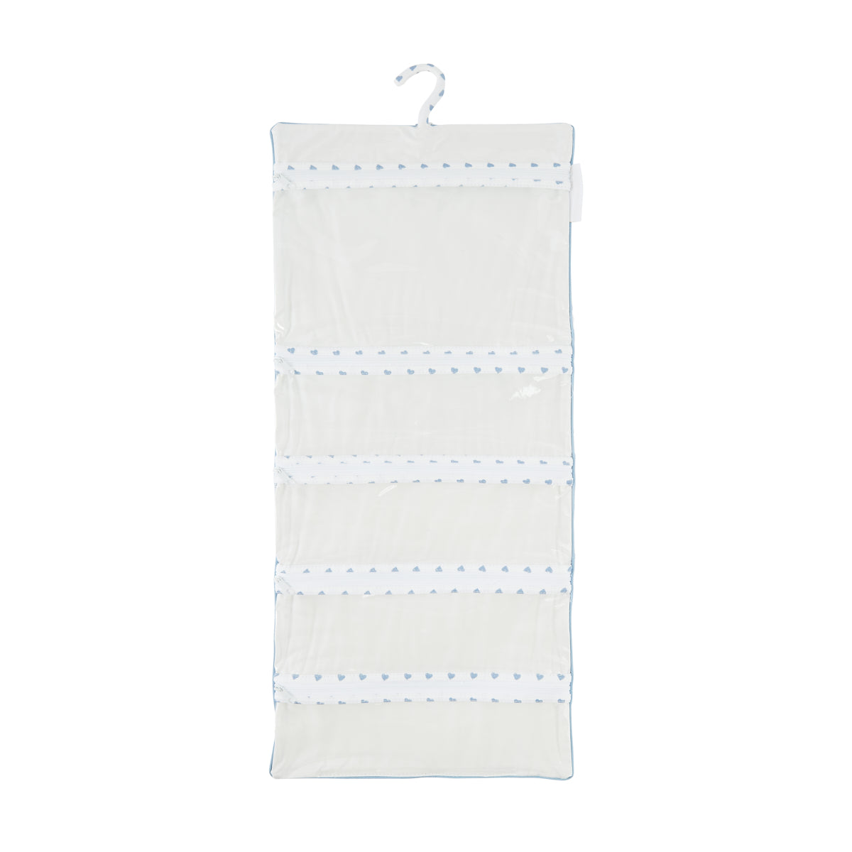 Nina Campbell Hanging Bag Heart Blue opened against a white background