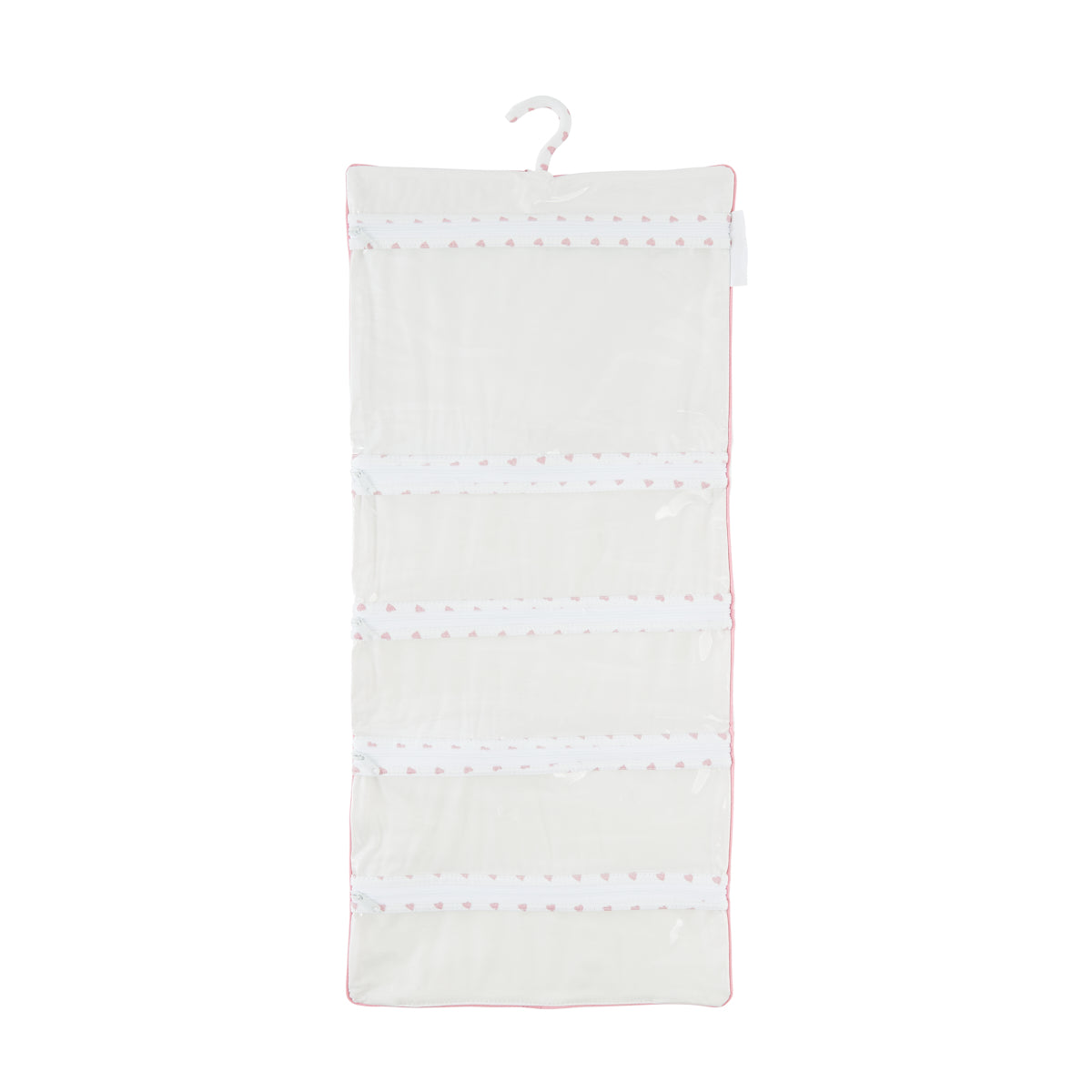 Nina Campbell Hanging Bag Heart Pink opened against a white background