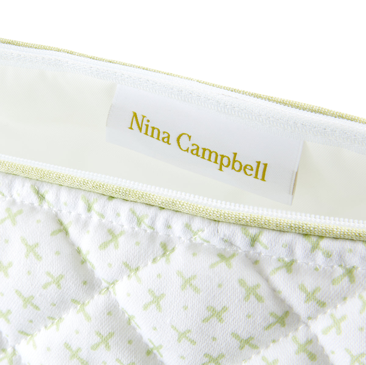 Nina Campbell Wash Bag Sprig Green close up