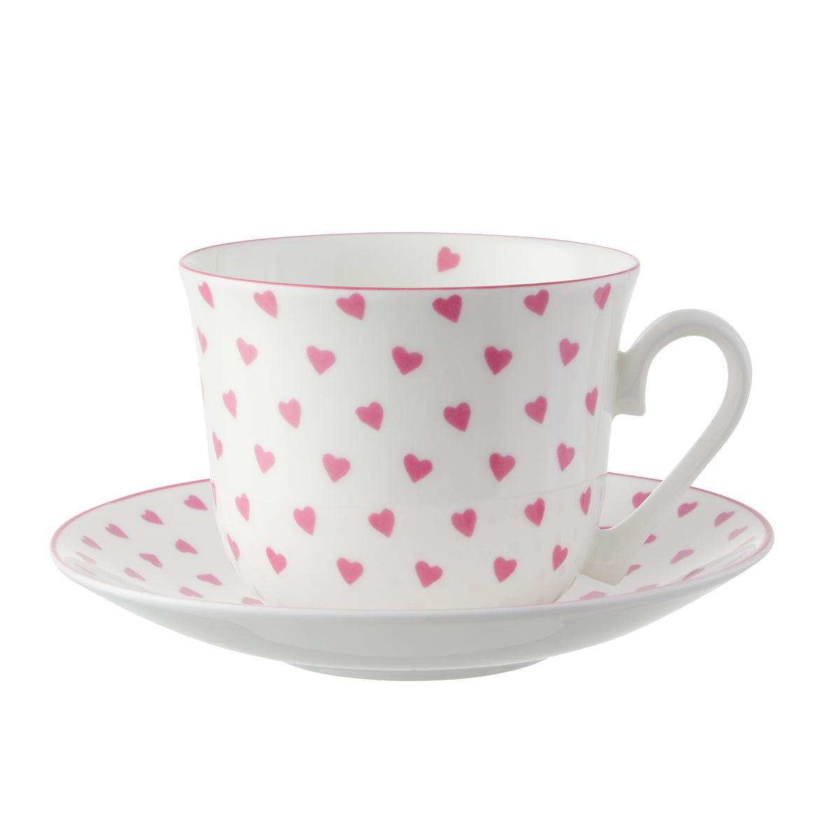 Nina Campbell Chatsworth Breakfast Cup & Saucer - Pink Heart