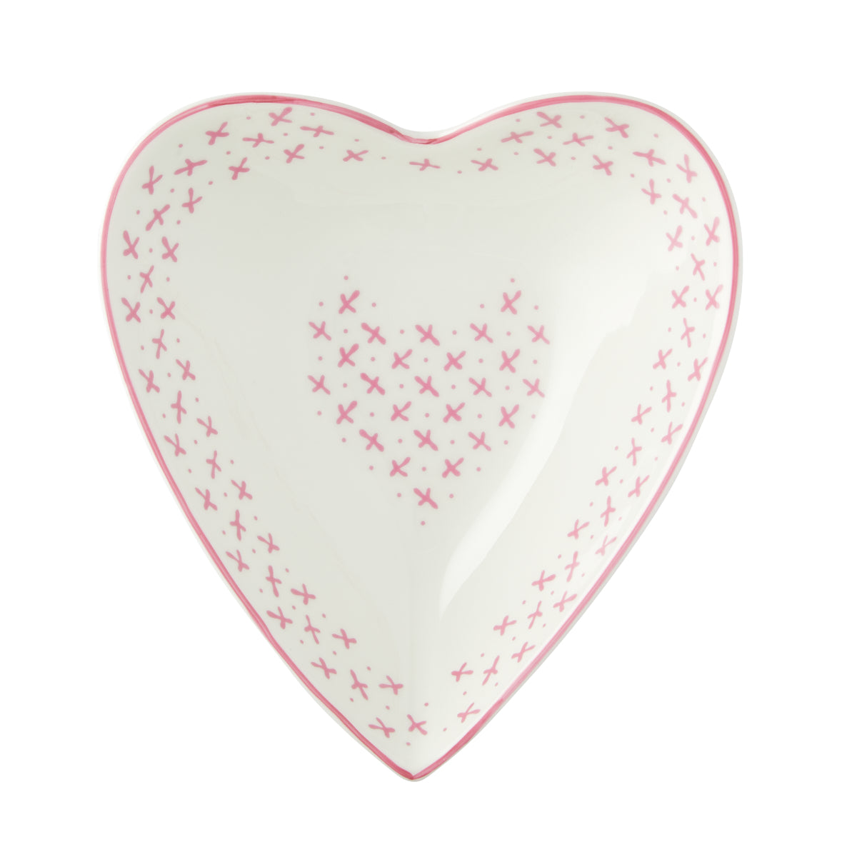 Medium Heart Dish Pink Sprig