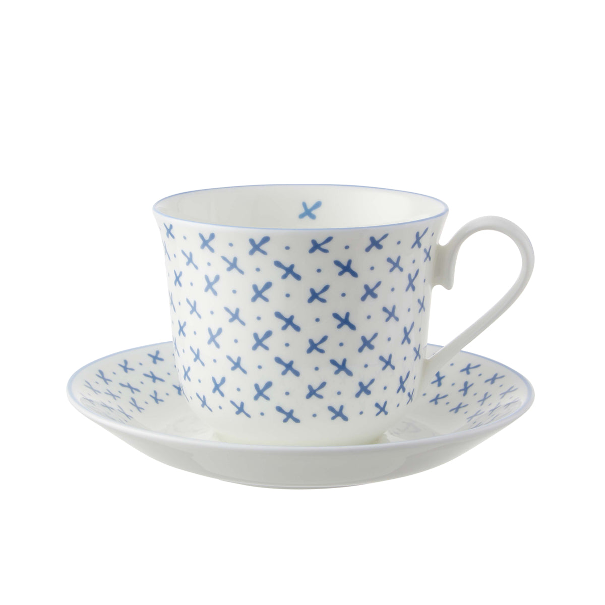 Nina Campbell Chatsworth Tea Cup & Saucer - Blue Sprig