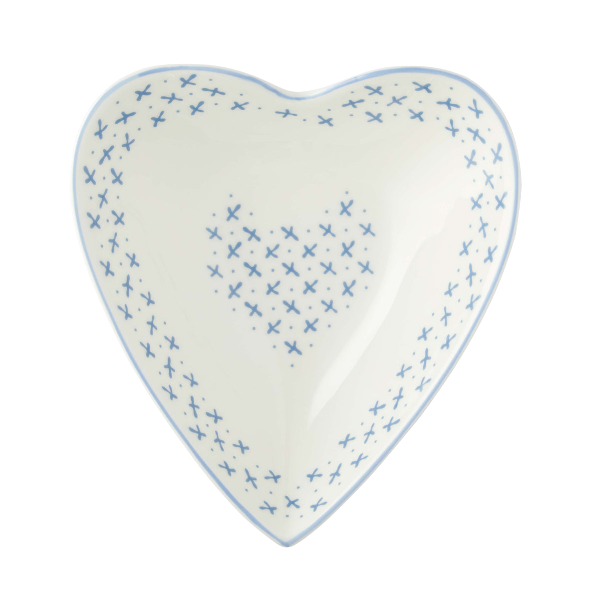 Medium Heart Dish Blue Sprig
