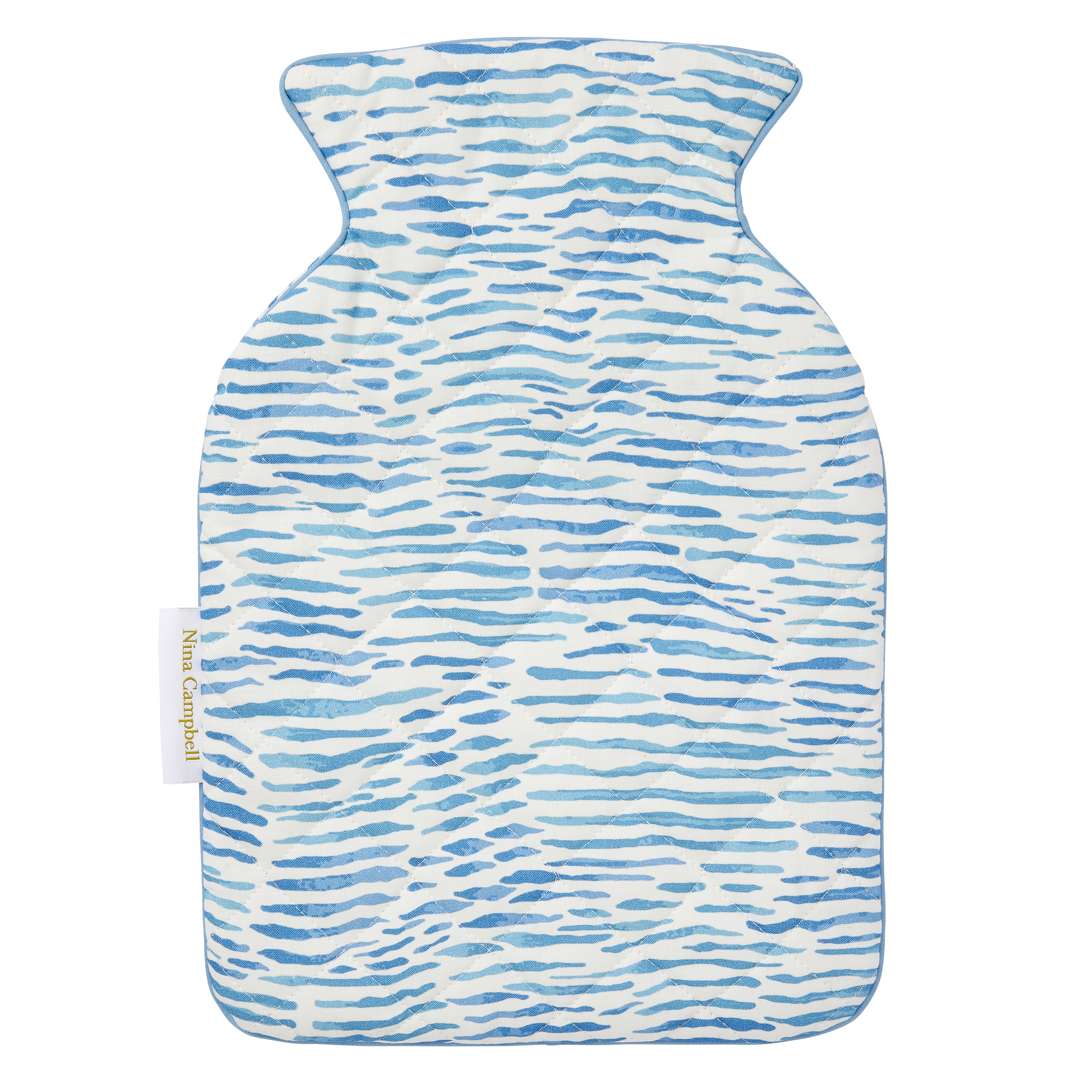 Nina Campbell Hot Water Bottle Cover Arles Blue against a white background