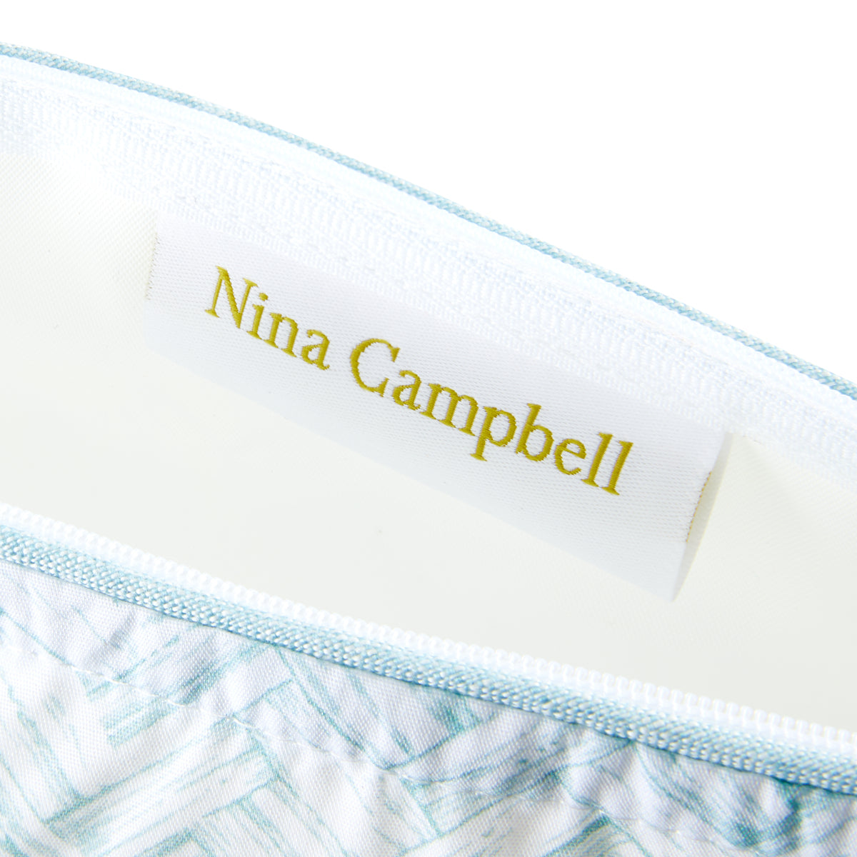 Nina Campbell Brush Bag Basketweave Aqua close up