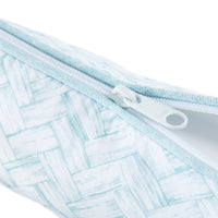 Nina Campbell Brush Bag Basketweave Aqua close up zipper