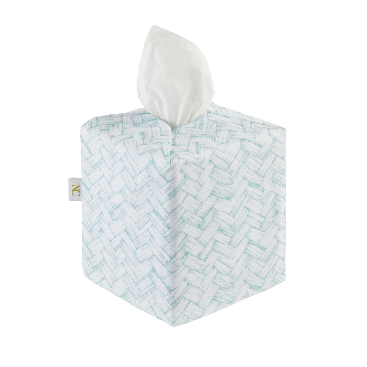 Tissue Box Cover Basketweave Aqua