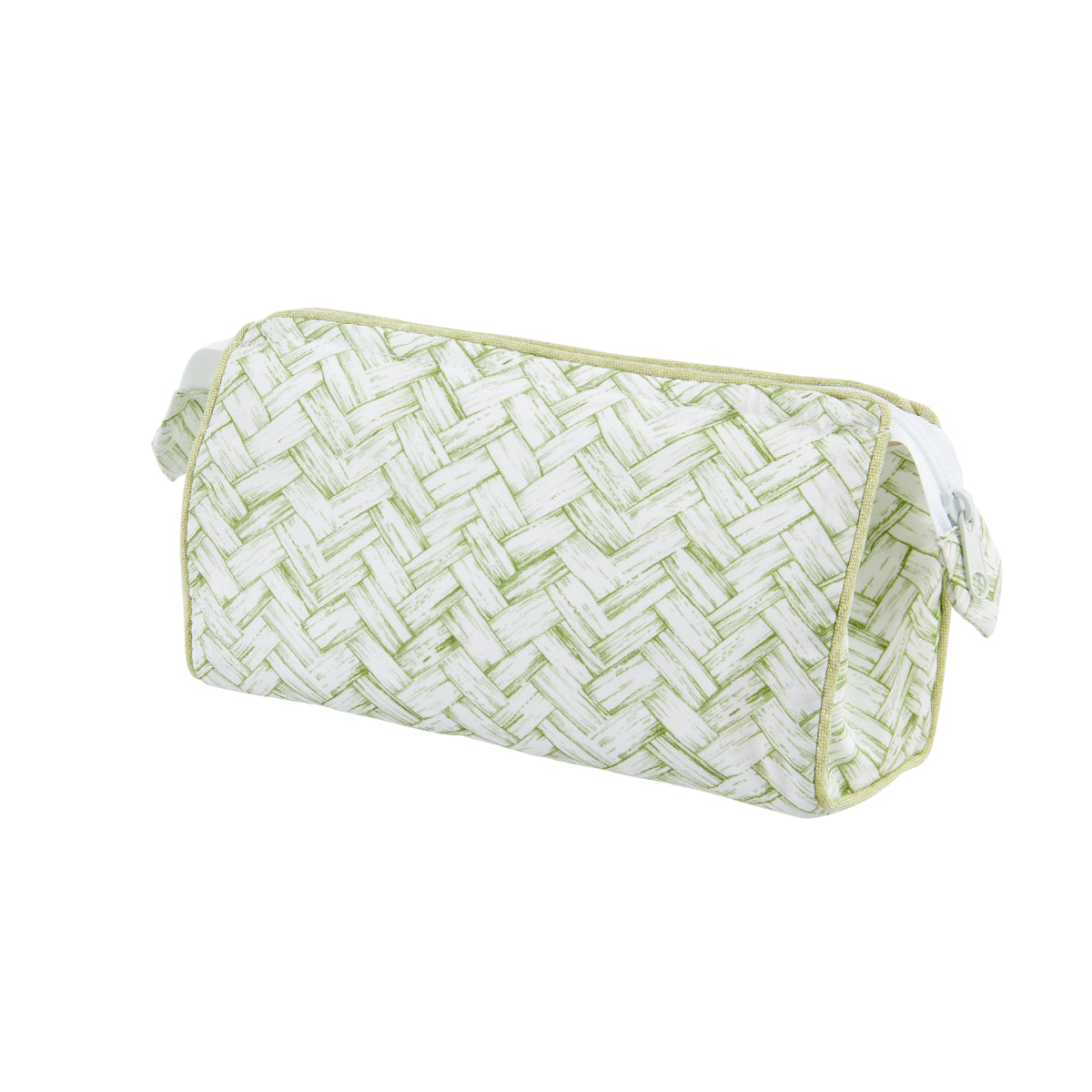 Nina Campbell Make-up Bag Basketweave Green against a white background