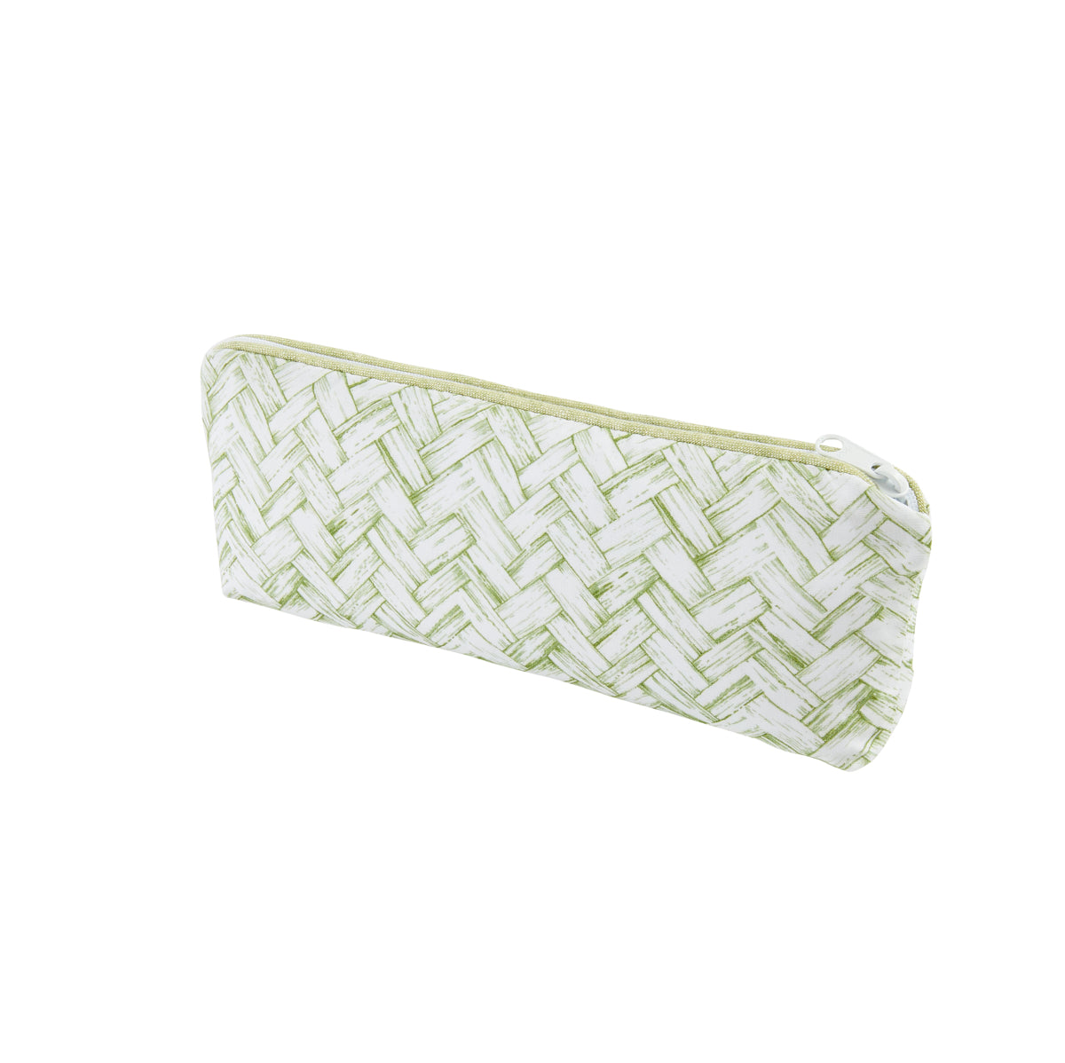 Nina Campbell Brush Bag Basketweave Green against a white background