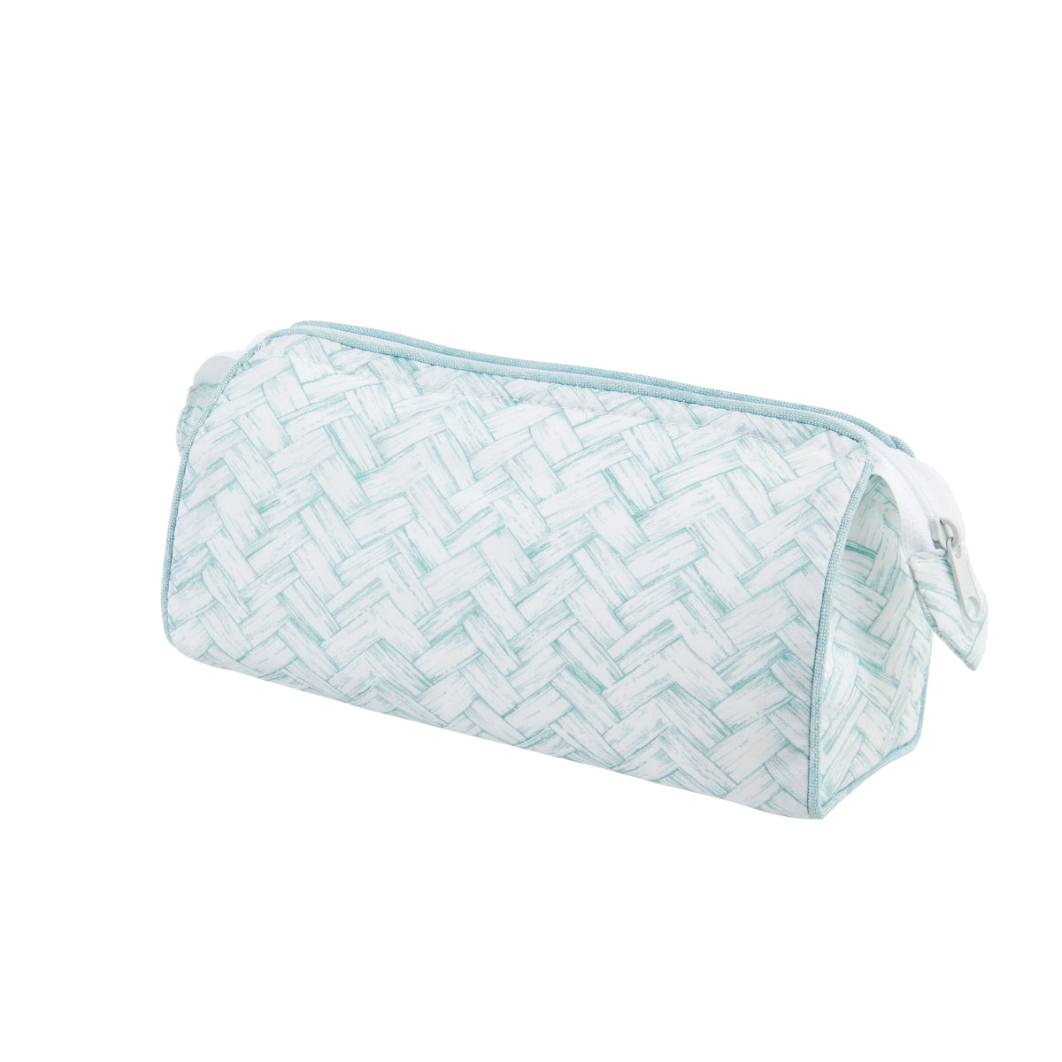 Nina Campbell Make-up Bag Basketweave Aqua against a white background