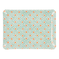 Nina Campbell Fabric Tray Small Batik Dots Aqua/Coral against a white background