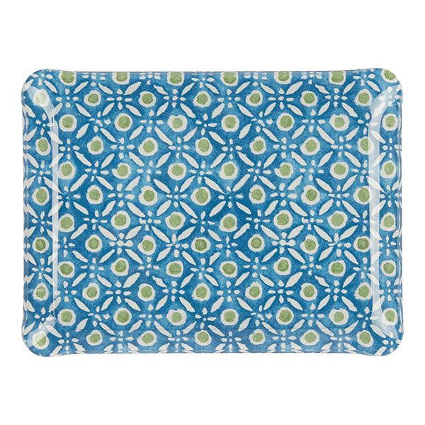 Nina Campbell Fabric Tray Small - Batik Dots Blue/Green