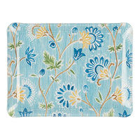 Nina Campbell Fabric Tray Small Indienne/Stripe Blue/Green against a white background
