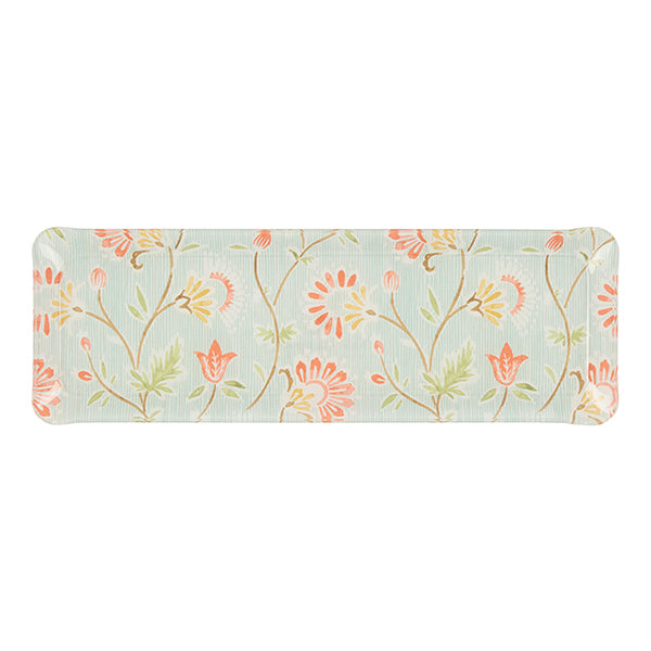 Nina Campbell Fabric Tray Oblong - Indienne/Stripe Aqua/Coral