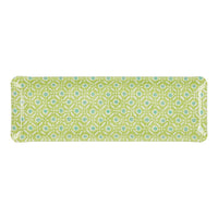 Nina Campbell Fabric Tray Oblong Batik Dots Green/Aqua against a white background