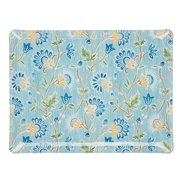 Nina Campbell Fabric Tray Medium Indienne/Stripe Blue/Green against a white background