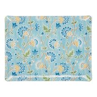 Nina Campbell Fabric Tray Medium Indienne/Stripe Blue/Green against a white background