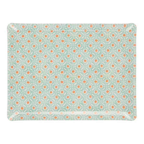 Nina Campbell Fabric Tray Medium - Batik Dots Aqua/Coral