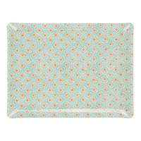 Nina Campbell Fabric Tray Medium - Batik Dots Aqua/Coral against a white background