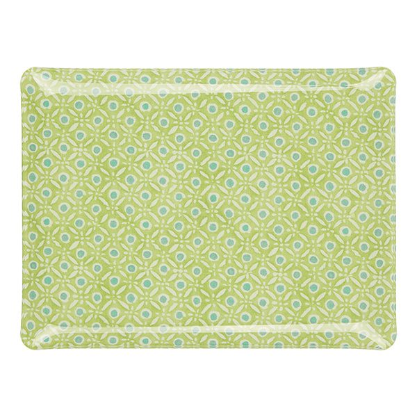 Nina Campbell Fabric Tray Medium Batik Dots Green/Aqua against a white background
