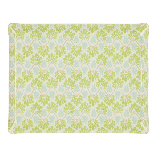 Nina Campbell Fabric Tray Large - Ginko Leaf Green/Aqua