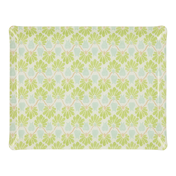 Fabric Tray Large Ginko Leaf Green/Aqua