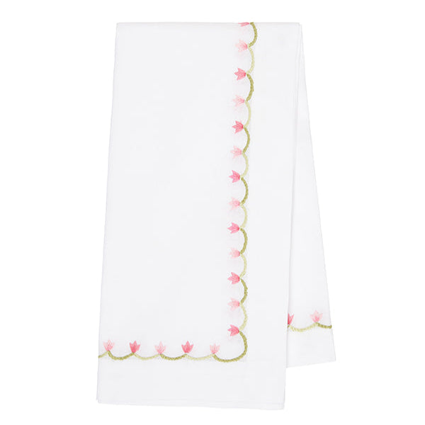Nina Campbell Marguerite Napkin Pink against a white background