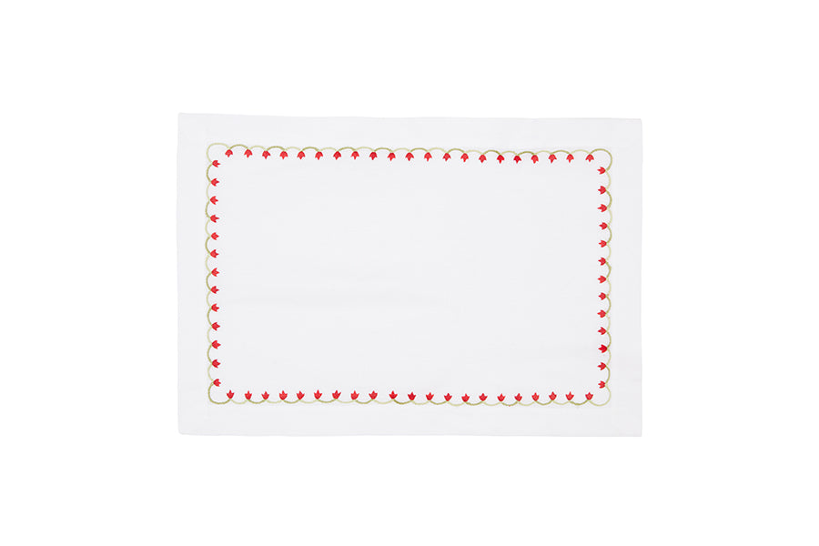 Nina Campbell Marguerite Placemat Red against a white background
