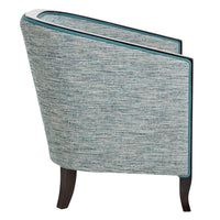 Nina Campbell Brewster Tub Chair in Blue Fabric against a white background side view