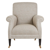 Nina Campbell Elizabeth Barret Browning Armchair in Lavani fabric against white background