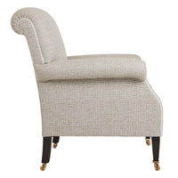 Nina Campbell Elizabeth Barret Browning Armchair in Lavani fabric against white background side shot