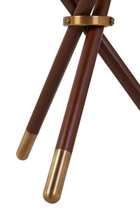 Nina Campbell Button Table in chestnut against white background leg view