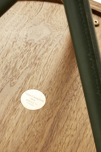 Nina Campbell Button Table in green BOSCO branding disk