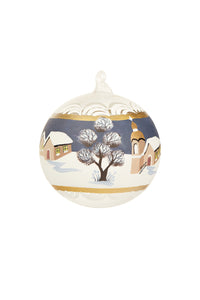Bauble Snowman Scene Blue 10cm