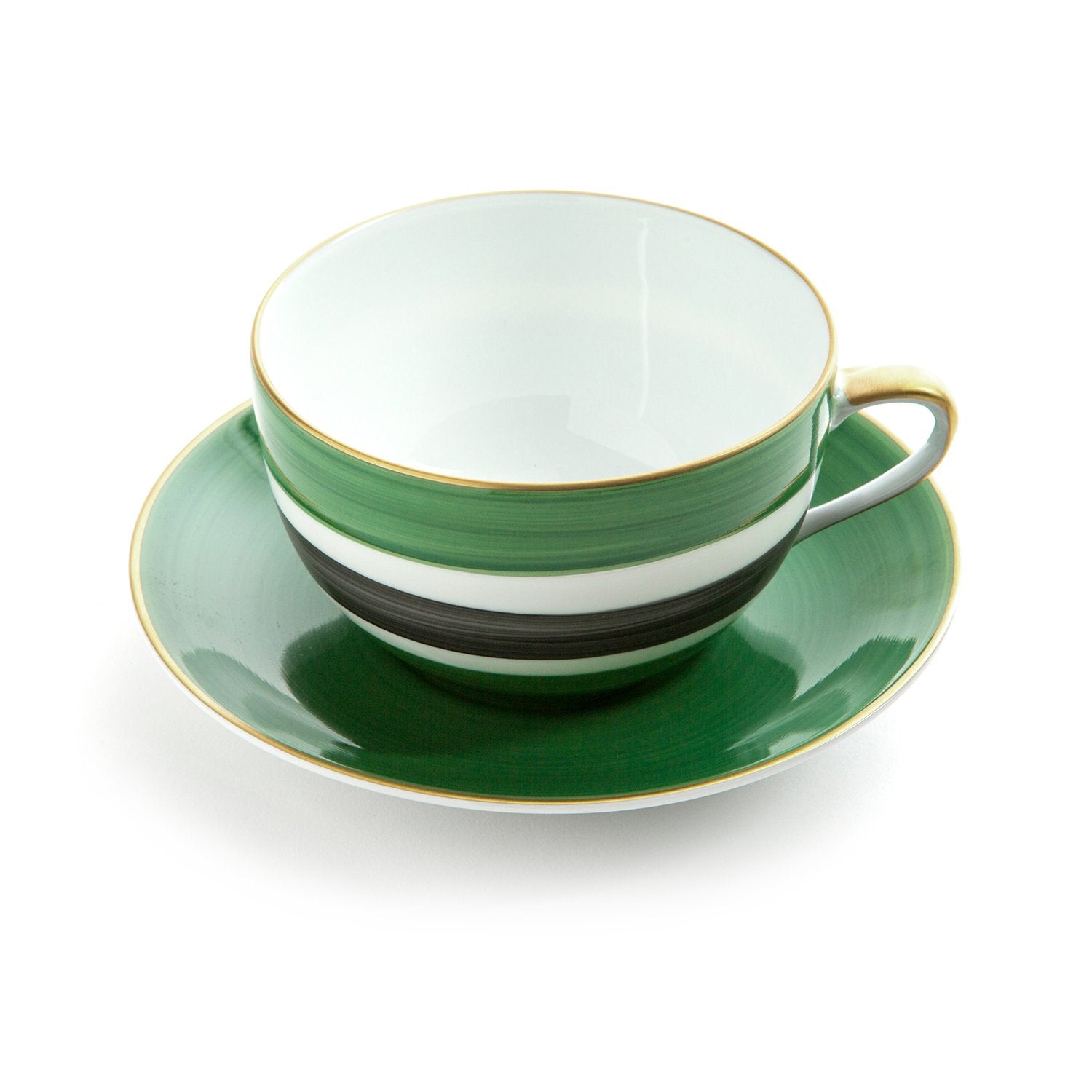 Breakfast Cup and Saucer Round Vert Flamboyant/Noir