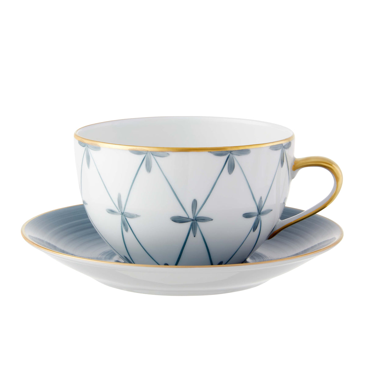 Nina Campbell Breakfast Cup & Saucer Floral - Blue