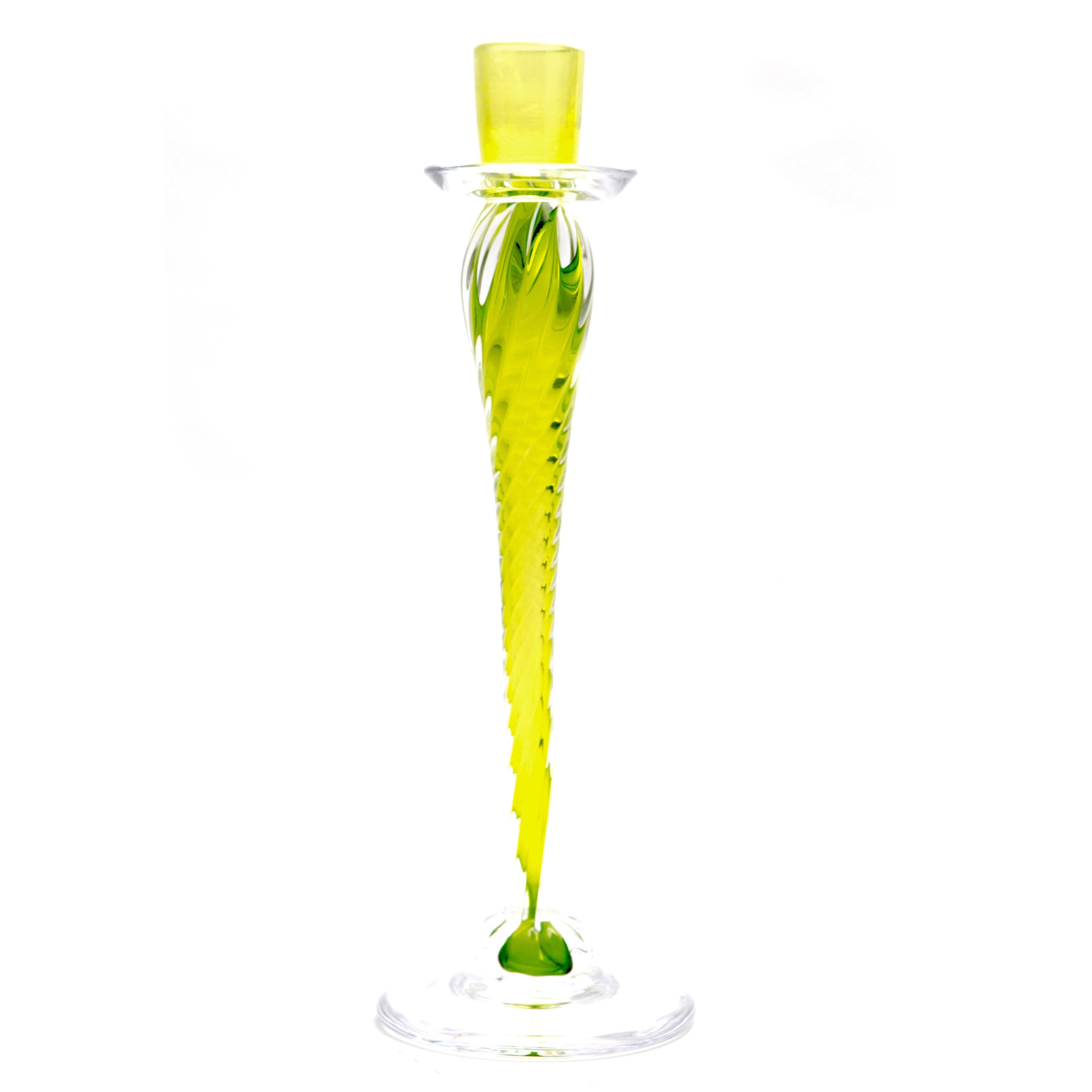 Glass Candlestick Green