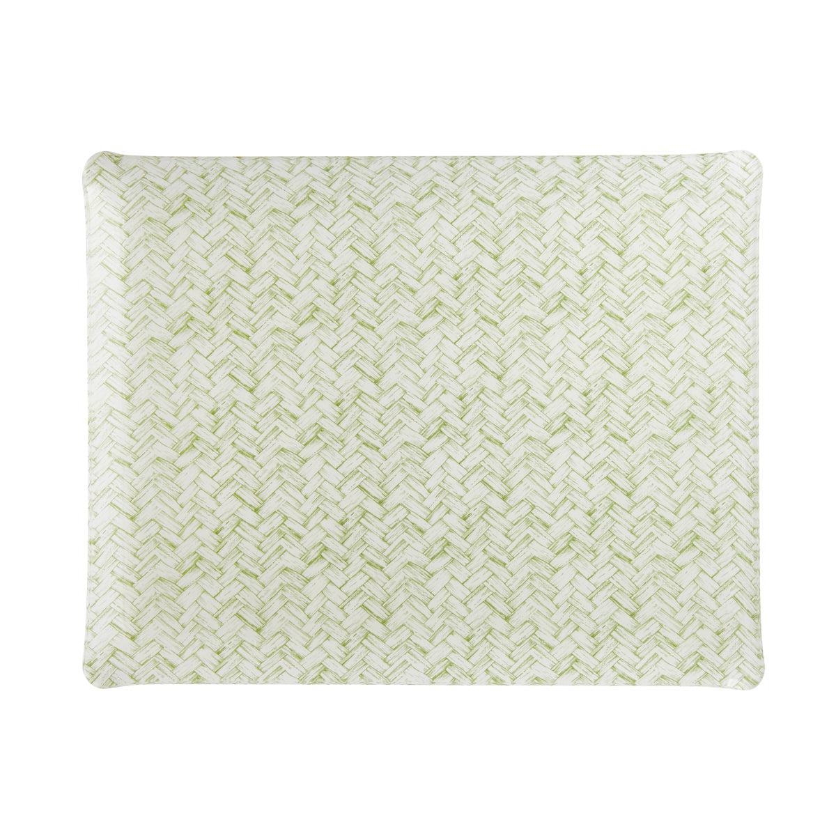 Nina Campbell Fabric Tray Large Basketweave Green against a white background