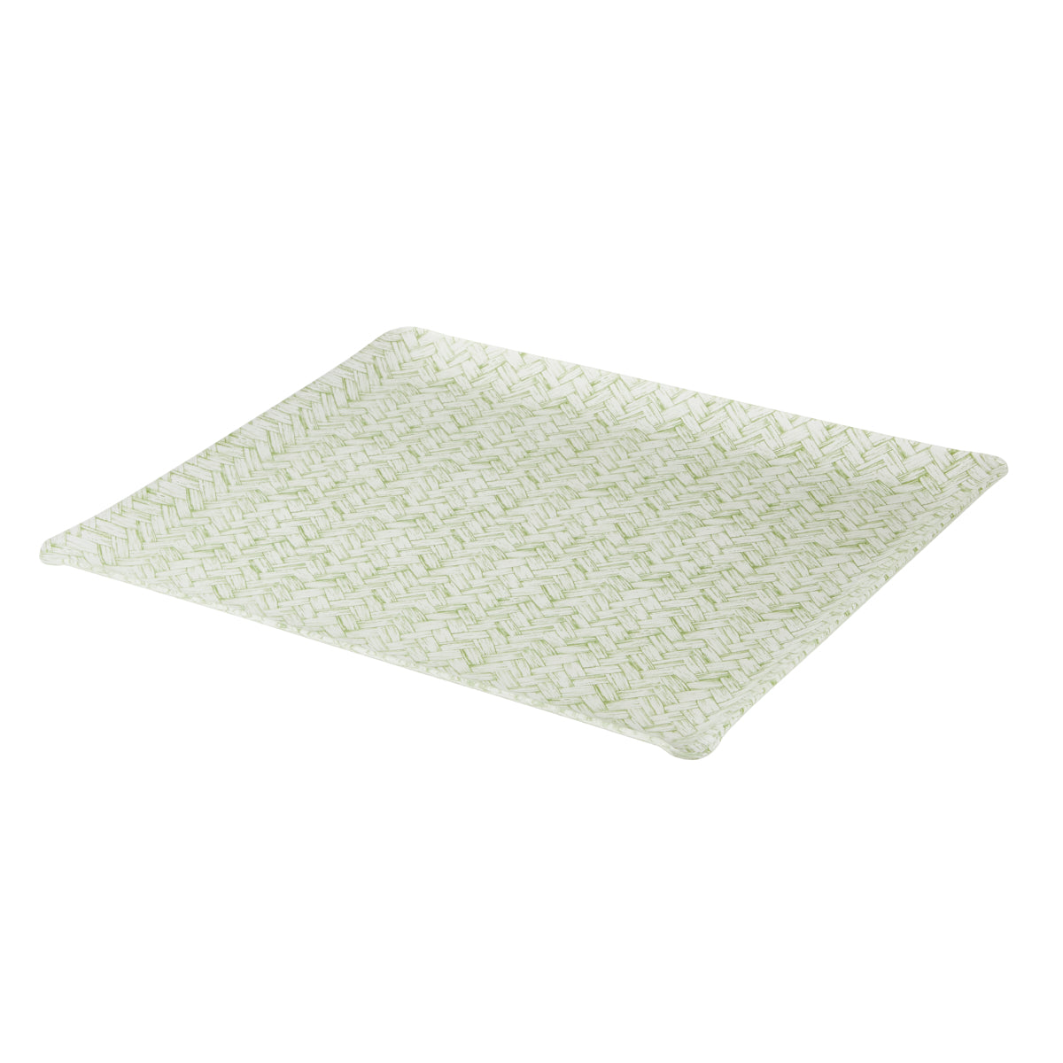 Nina Campbell Fabric Tray Large Basketweave Green against a white background
