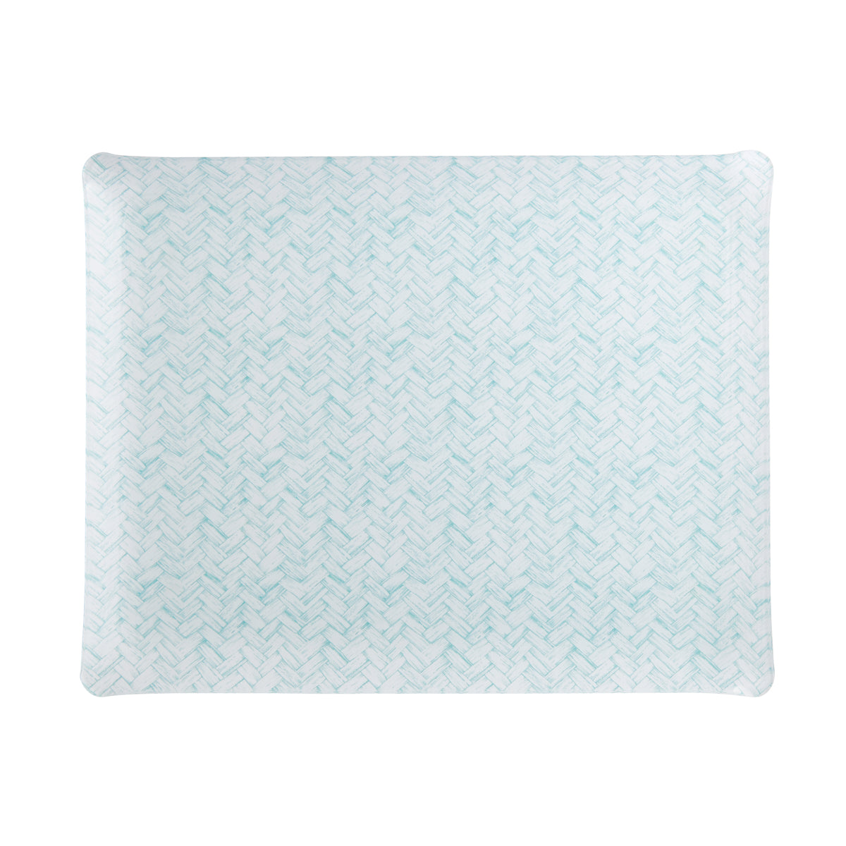Nina Campbell Fabric Tray Large Basketweave Aqua against a white background
