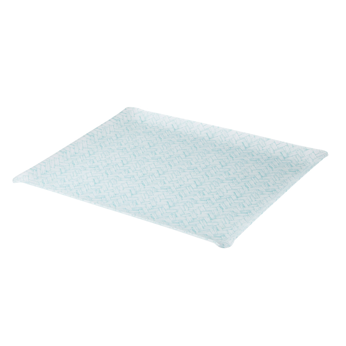 Nina Campbell Fabric Tray Large Basketweave Aqua against a white background